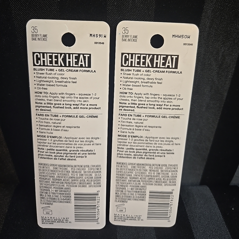 2pc Lot Maybelline Cheek Heat Gel Cream Blush #35 Berry Flame - Picture 2 of 2